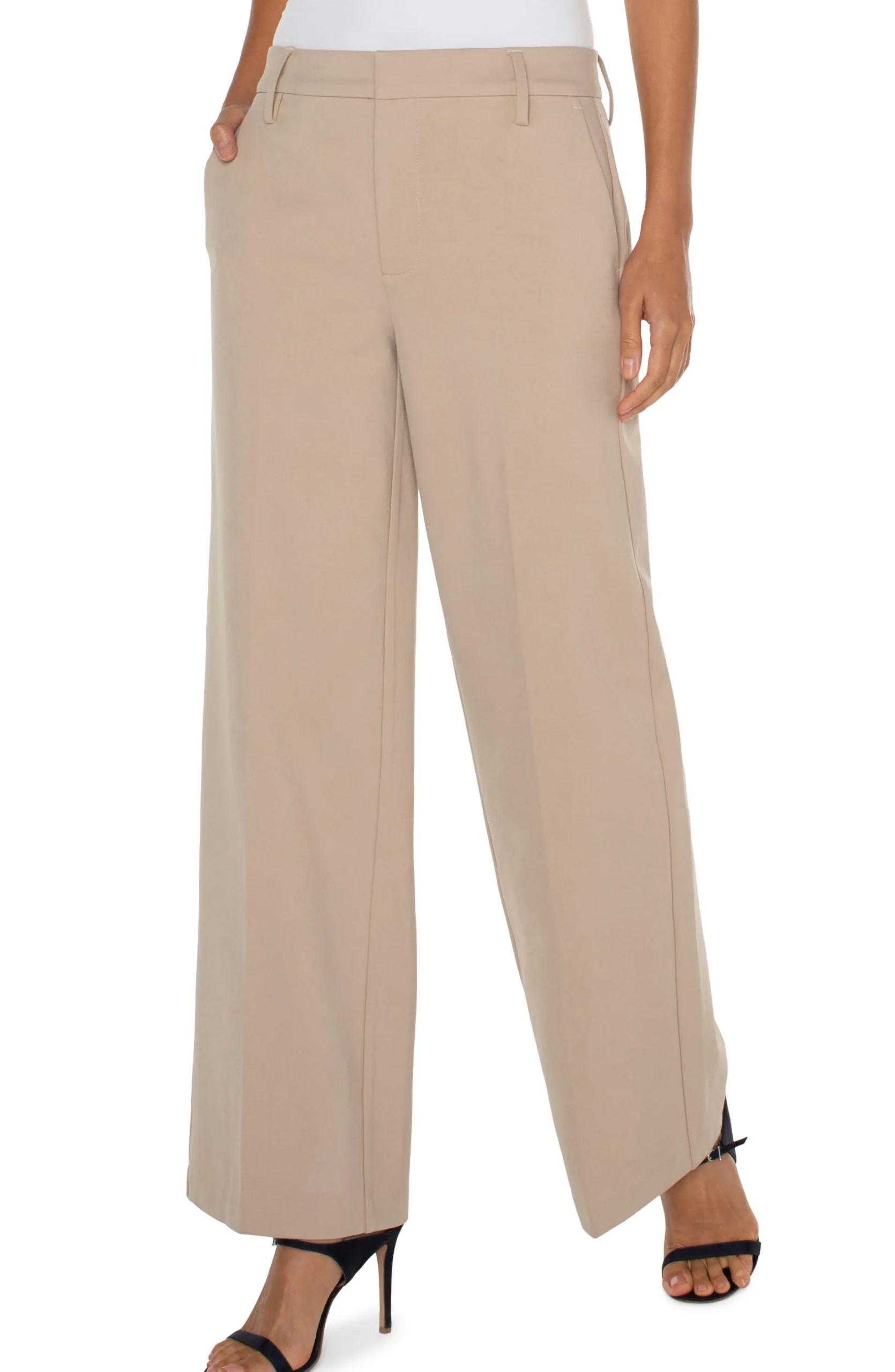 Liverpool Los Angeles Trousers|Wide-Leg-KELSEY WIDE LEG TROUSER Biscuittan