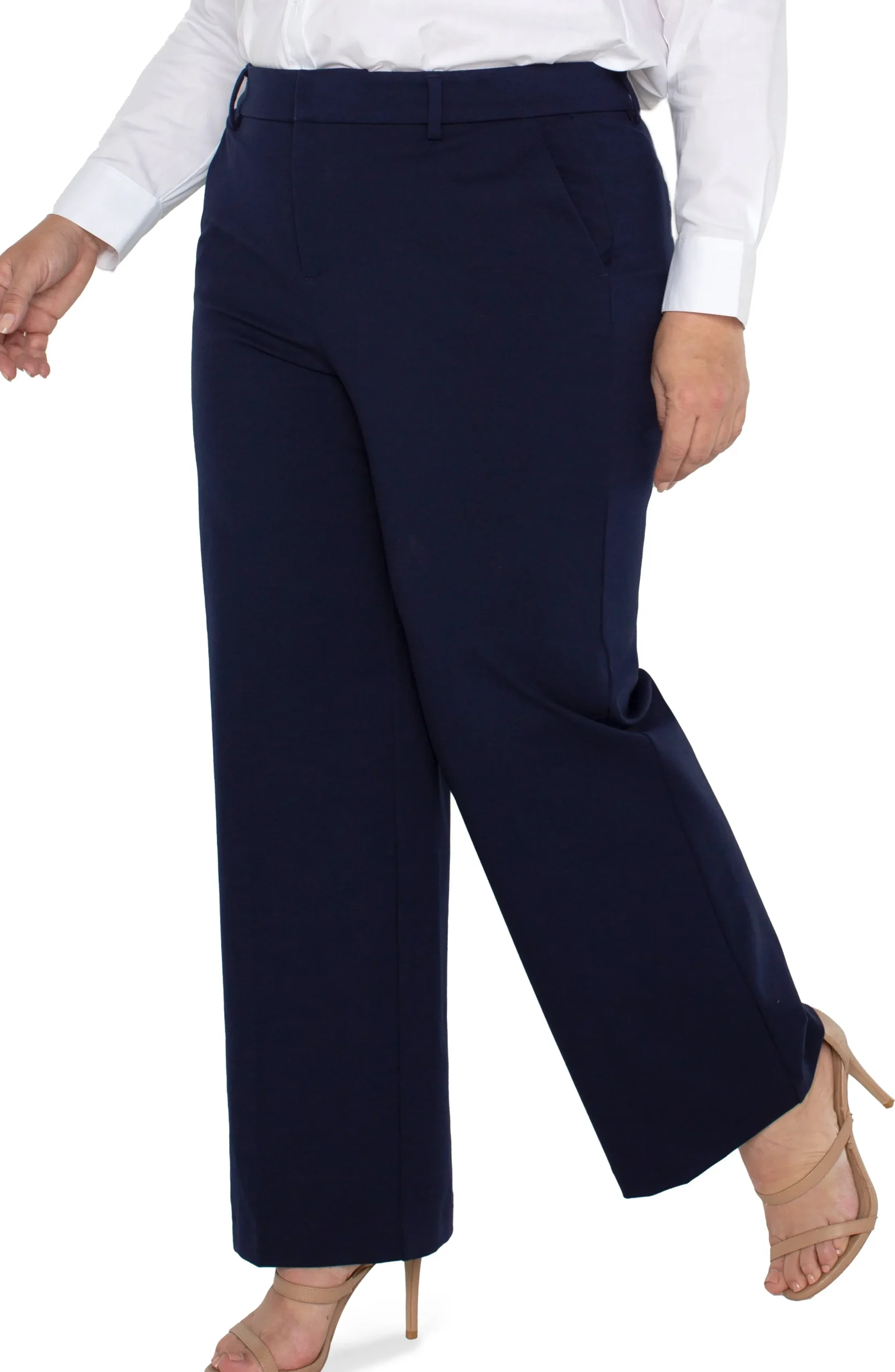 Liverpool Los Angeles Pants-KELSEY WIDE LEG TROUSER Cadetblue