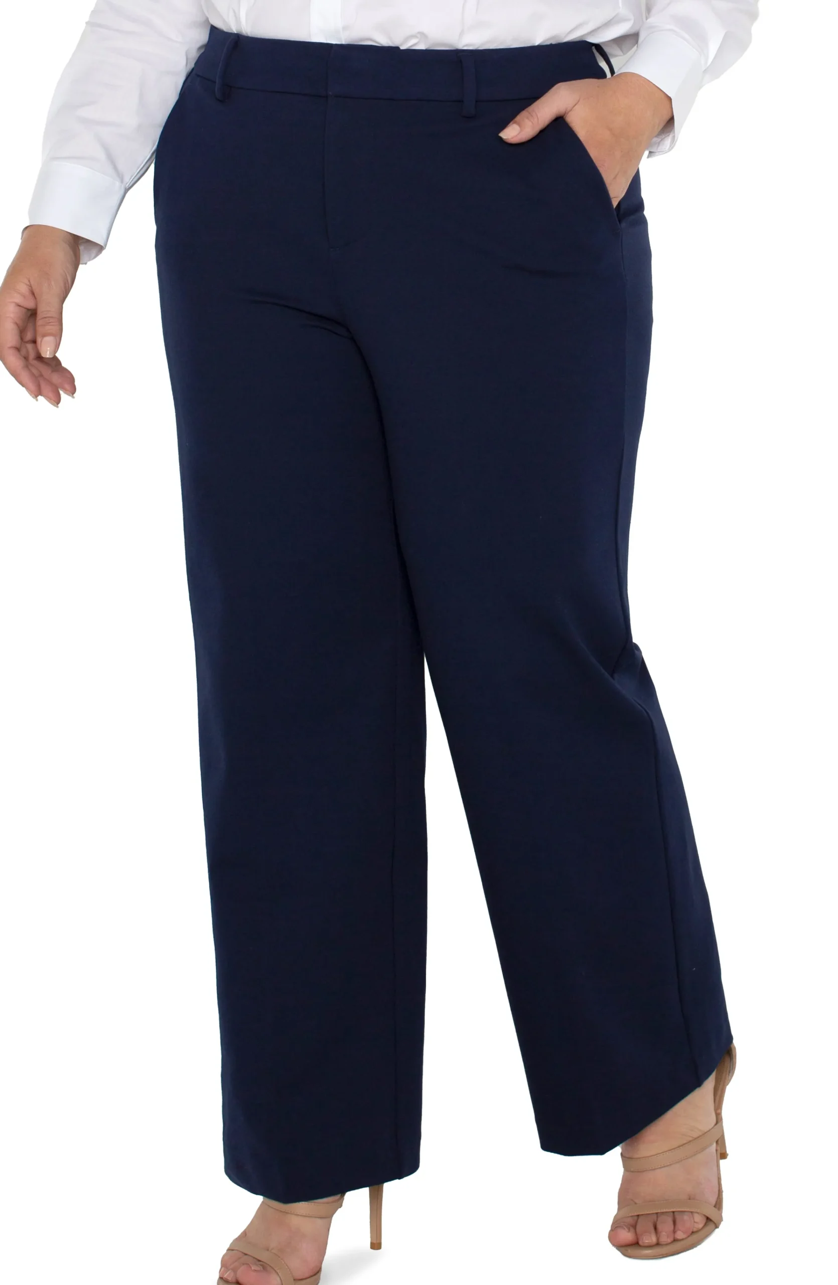 Liverpool Los Angeles Pants-KELSEY WIDE LEG TROUSER Cadetblue