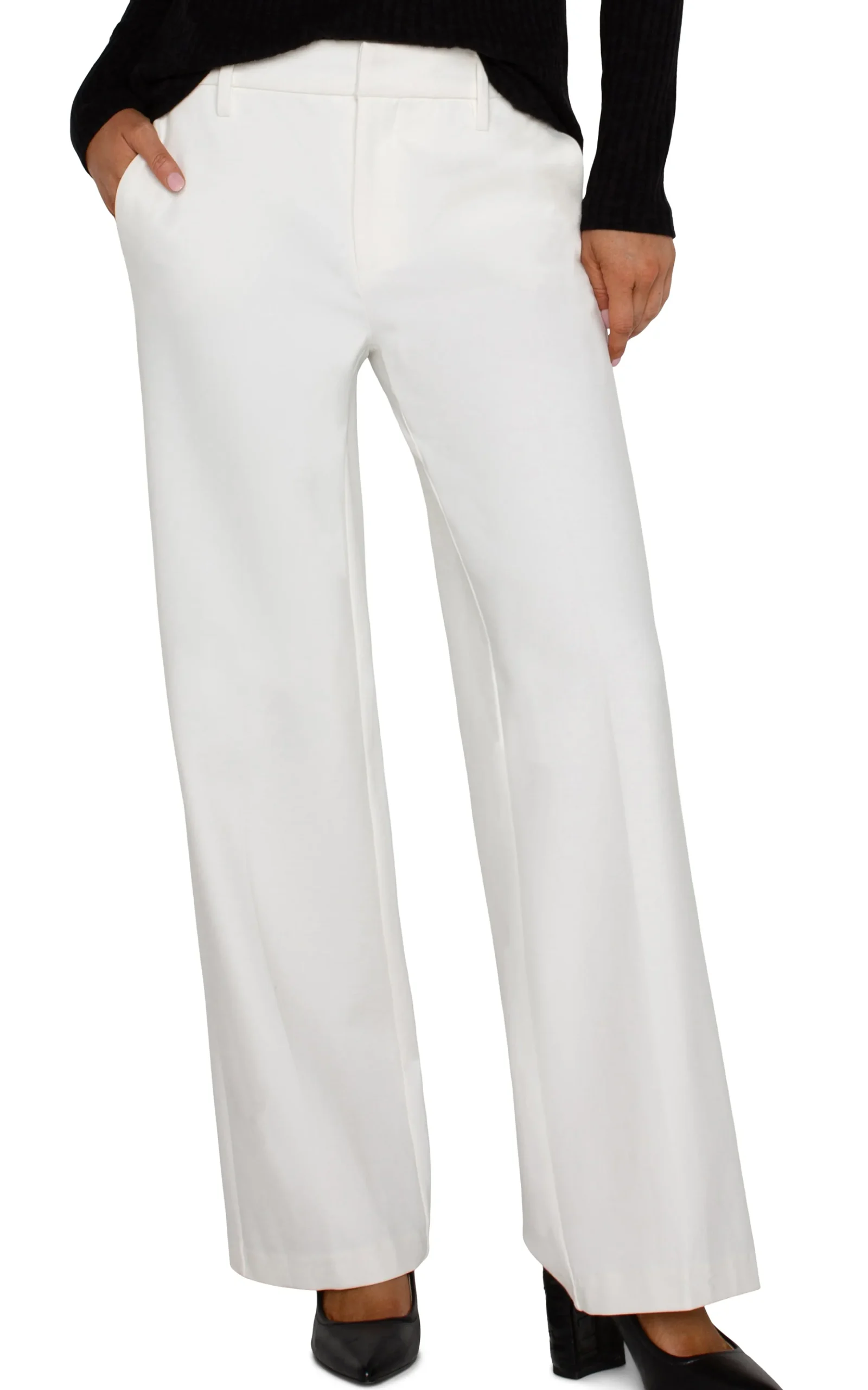 Liverpool Los Angeles Trousers-KELSEY WIDE LEG TROUSER Vintagewhite