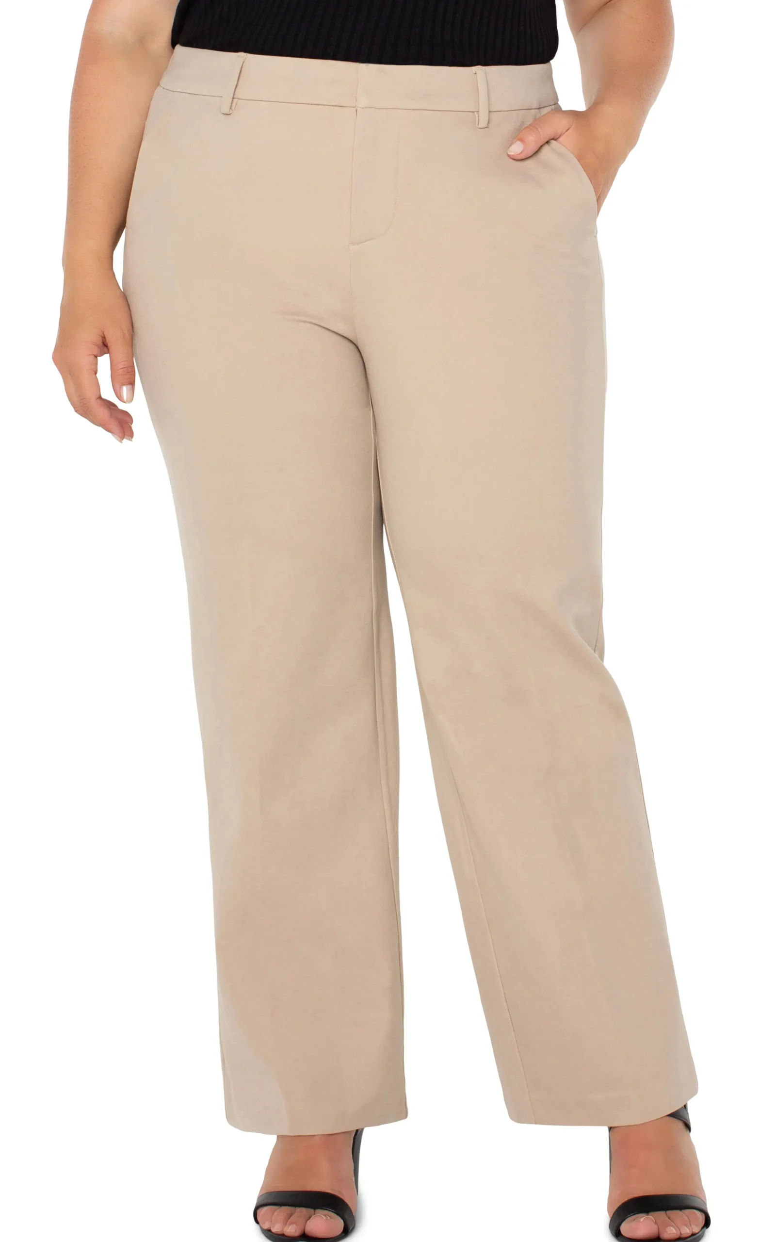 Liverpool Los Angeles Pants-KELSEY WIDE LEG TROUSER Biscuittan