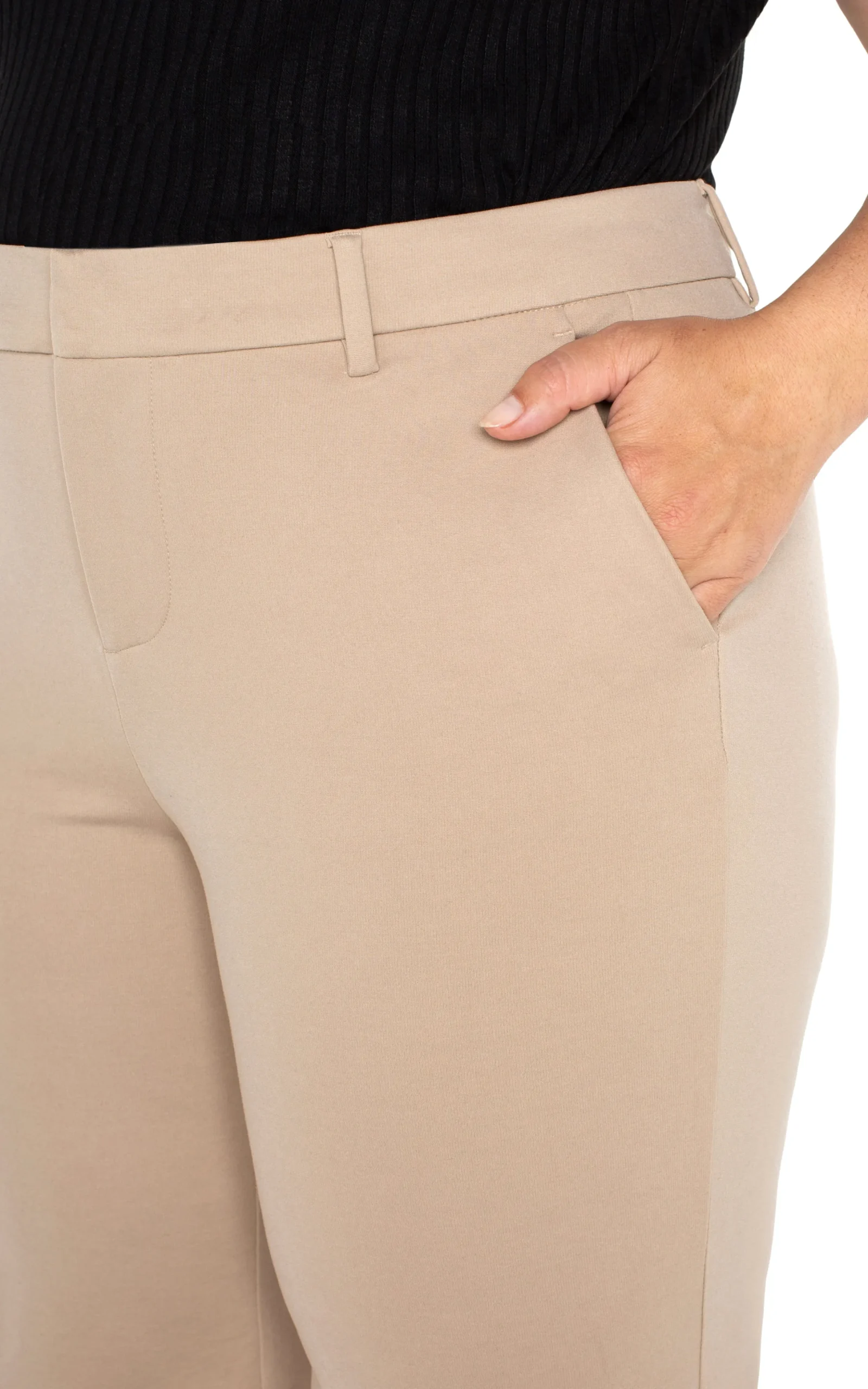 Liverpool Los Angeles Pants-KELSEY WIDE LEG TROUSER Biscuittan