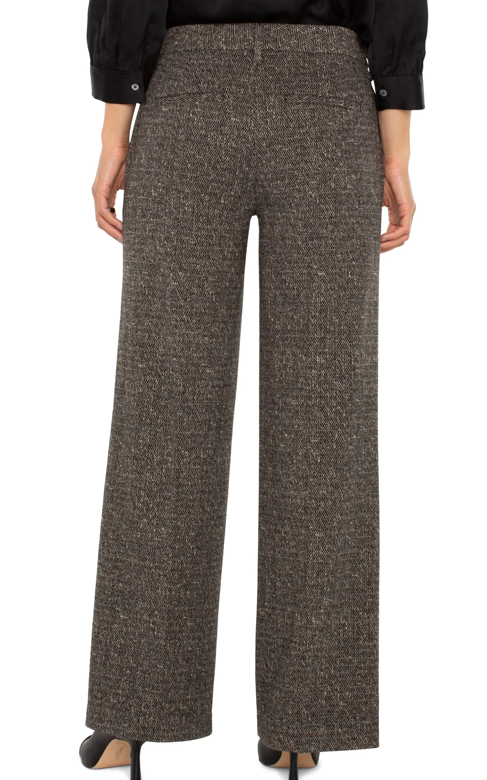 Liverpool Los Angeles Pants|Wide-Leg-KELSEY WIDE LEG TROUSER Blacktanherringbone