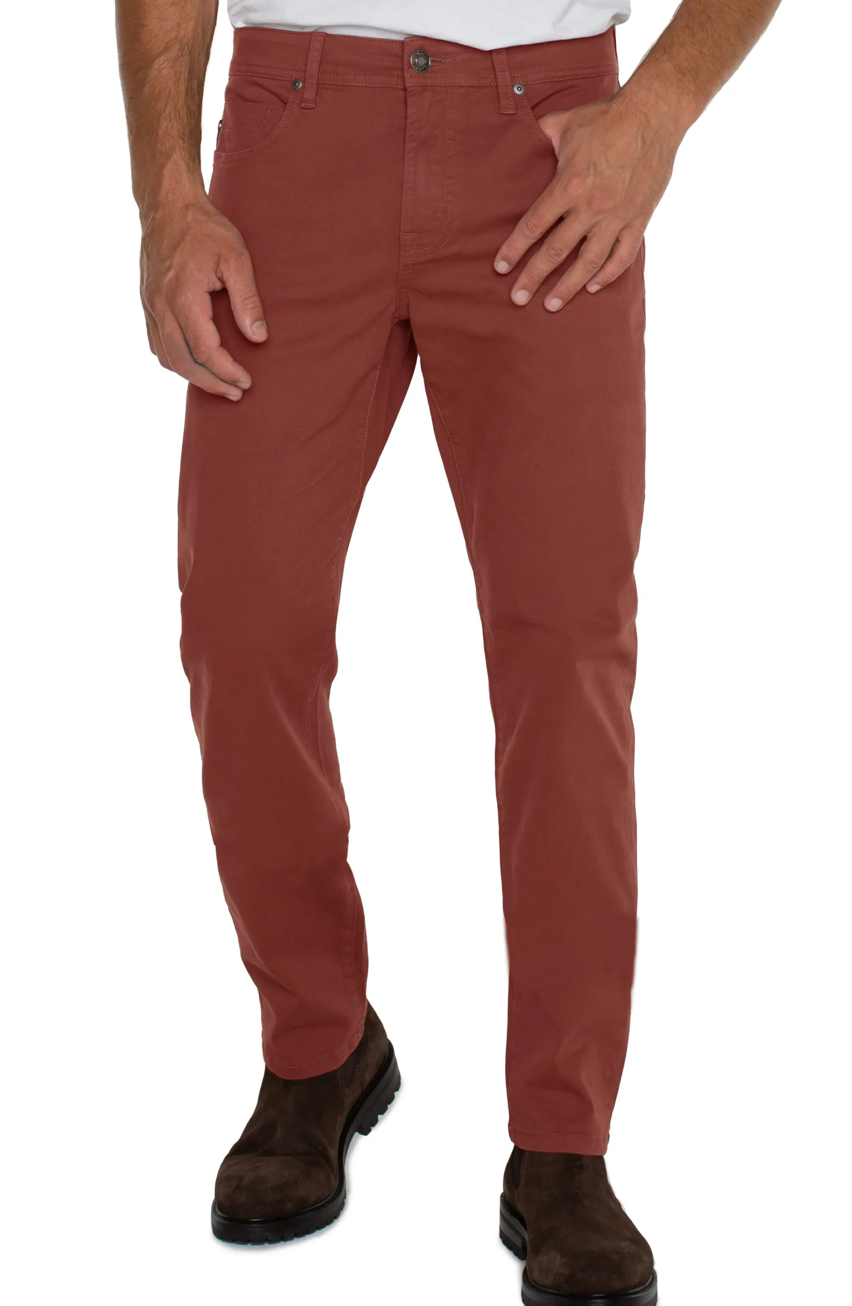 Liverpool Los Angeles Colored Twills|Color Denim-KINGSTON MODERN STRAIGHT PEACHED COLORED TWILL Brick