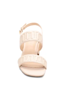 Liverpool Los Angeles Heels-LAKEWOOD LOGO STITCH SLINGBACK WITH BLOCK HEEL Ecru