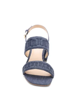 Liverpool Los Angeles Heels-LAKEWOOD LOGO STITCH SLINGBACK WITH BLOCK HEEL Indigo