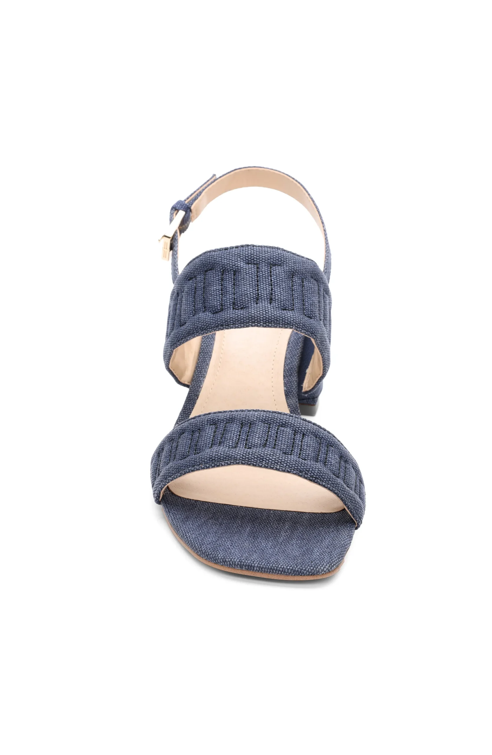 Liverpool Los Angeles Heels-LAKEWOOD LOGO STITCH SLINGBACK WITH BLOCK HEEL Indigo