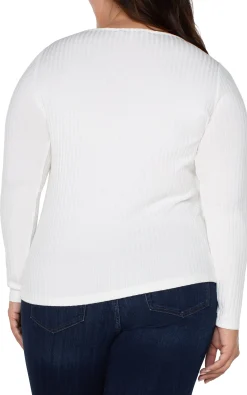 Liverpool Los Angeles Tops-LONG SLEEVE BOAT NECK KNIT TOP Snow