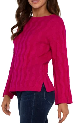 Liverpool Los Angeles Sweaters|Tees-LONG SLEEVE BOATNECK SWEATER Brightstarruby