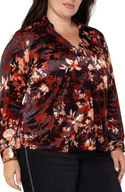Liverpool Los Angeles Tops-LONG SLEEVE BUTTON FRONT KNIT SHIRT Fireopalburnout