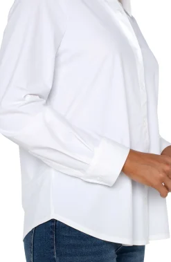 Liverpool Los Angeles Tops-LONG SLEEVE BUTTON FRONT KNIT SHIRT White
