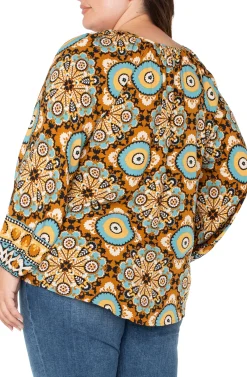 Liverpool Los Angeles Tops-LONG SLEEVE BUTTON FRONT WOVEN BLOUSE Oceanjaspermulti