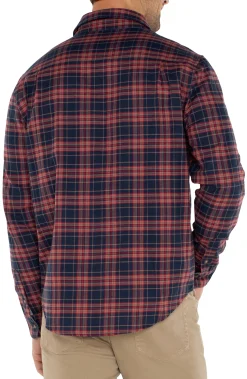 Liverpool Los Angeles Shirts-LONG SLEEVE BUTTON UP SHIRT Navyredmulti