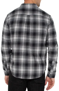 Liverpool Los Angeles Shirts-LONG SLEEVE BUTTON UP SHIRT Greyoffwhiteblack