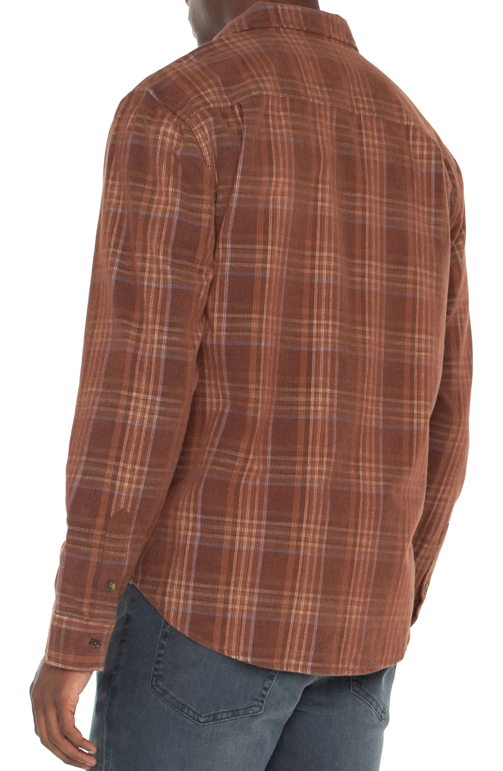 Liverpool Los Angeles Shirts-LONG SLEEVE BUTTON UP SHIRT Nutmegbluemulti