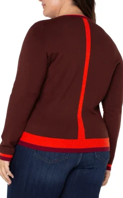 Liverpool Los Angeles Tops-LONG SLEEVE COLORBLOCK SWEATER Retrobrownmulti