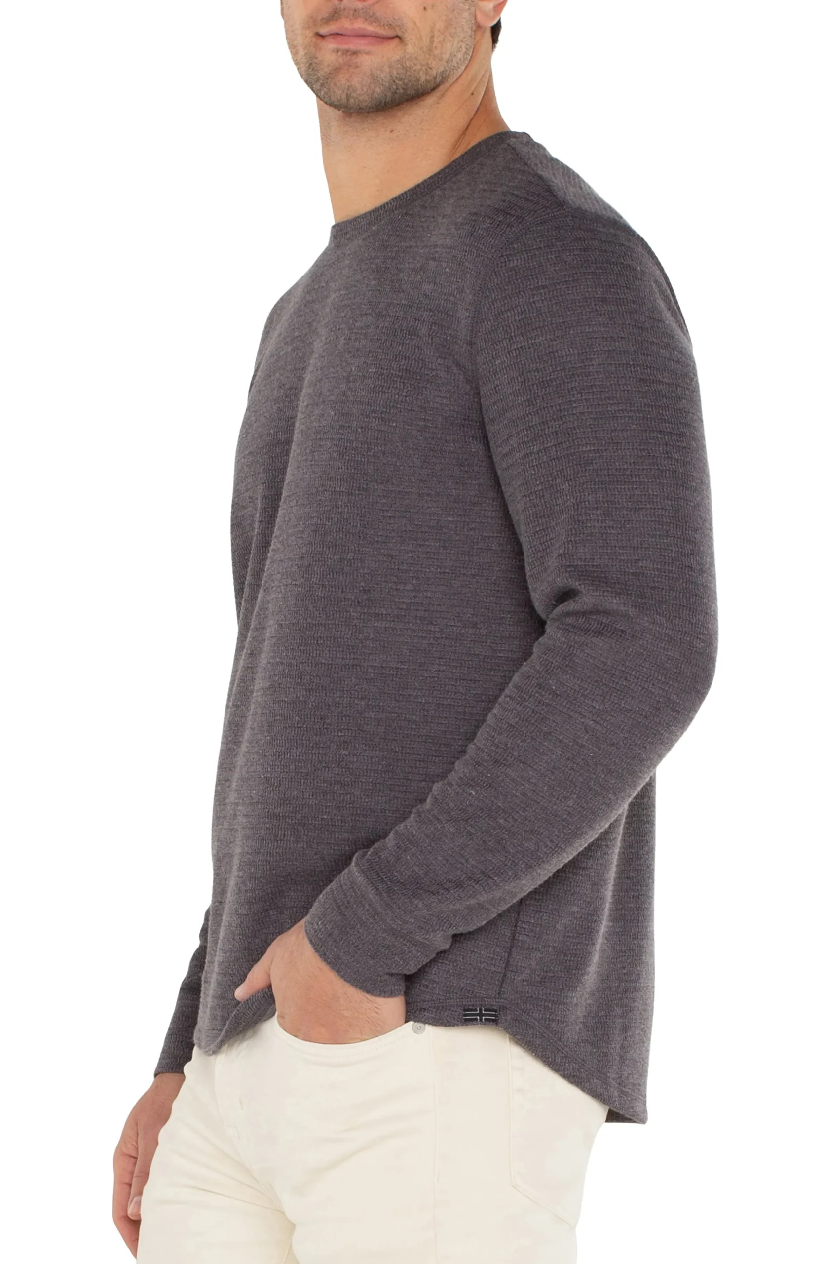 Liverpool Los Angeles Shirts-LONG SLEEVE CREW NECK Grey