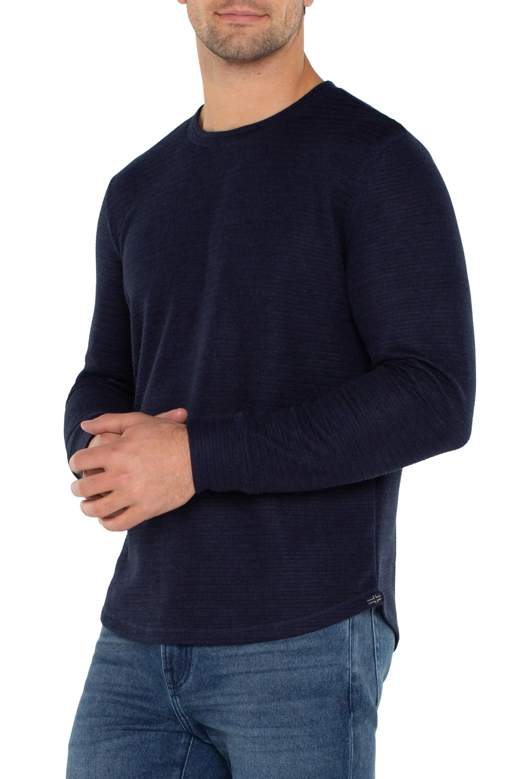 Liverpool Los Angeles Shirts-LONG SLEEVE CREW NECK Navy