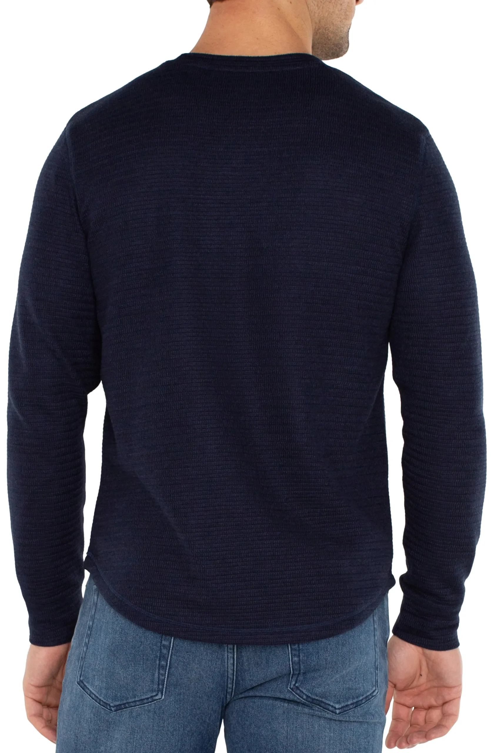 Liverpool Los Angeles Shirts-LONG SLEEVE CREW NECK Navy