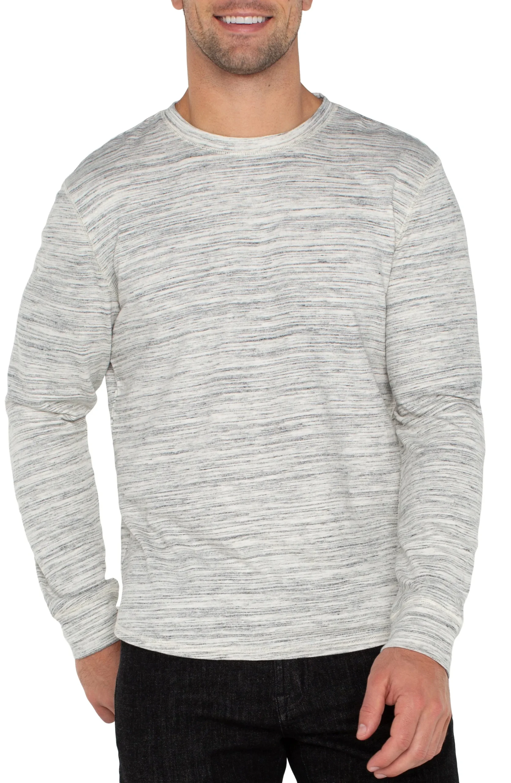 Liverpool Los Angeles Shirts|Tees-LONG SLEEVE CREW NECK Greywhitemulti