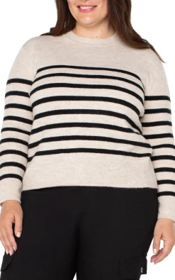 Liverpool Los Angeles Tops-LONG SLEEVE CREW NECK DROP SHOULDER SWEATER Oatmealheather