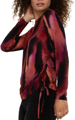 Liverpool Los Angeles Tops|Tees-LONG SLEEVE CREW NECK KNIT TOP Fireopal