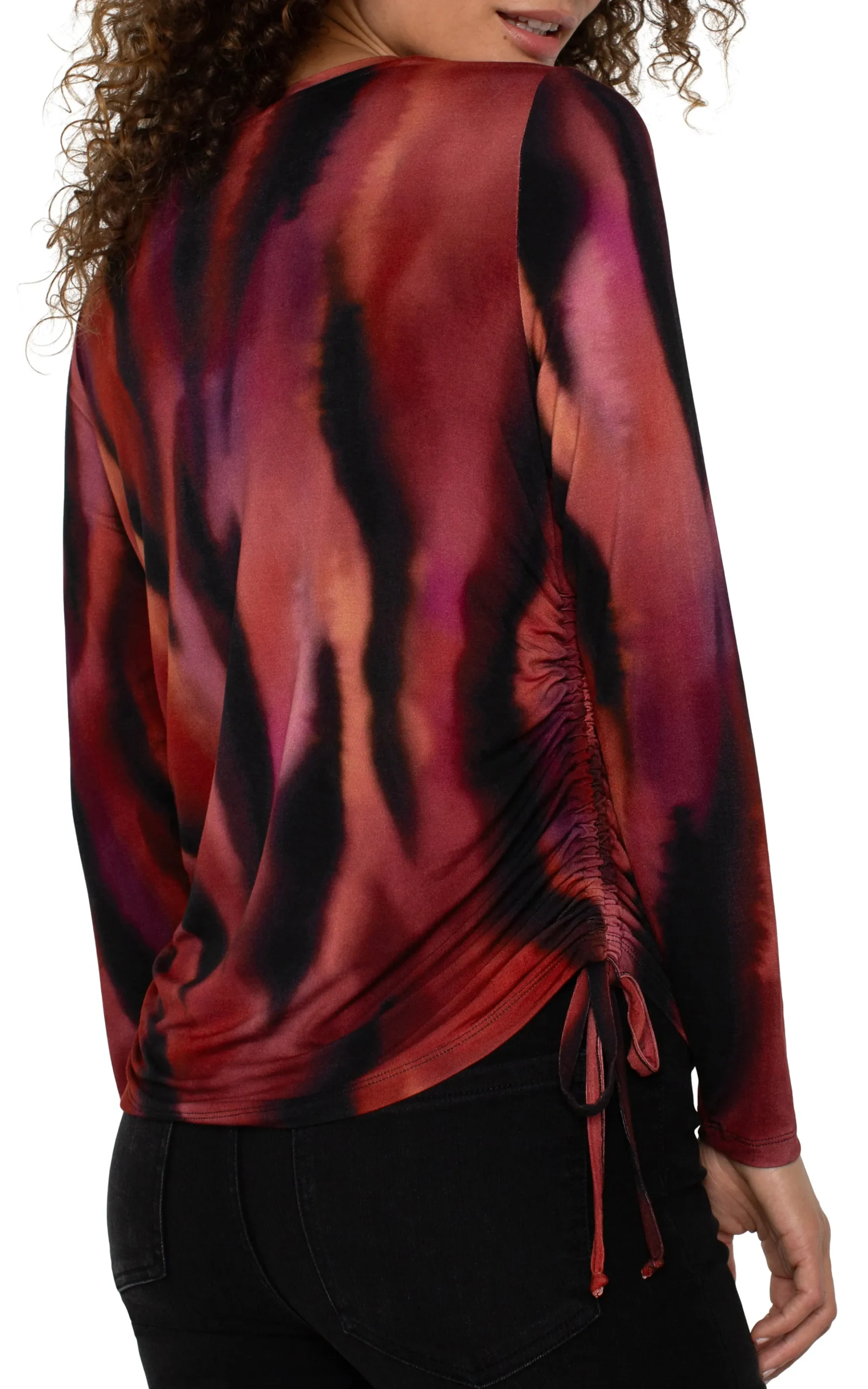 Liverpool Los Angeles Tops|Tees-LONG SLEEVE CREW NECK KNIT TOP Fireopal
