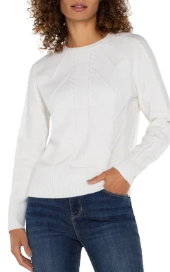 Liverpool Los Angeles Sweaters-LONG SLEEVE CREW NECK RAGLAN SWEATER Porcelain