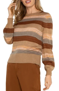 Liverpool Los Angeles Sweaters-LONG SLEEVE CREW NECK SWEATER Jaspermultistripe