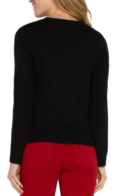 Liverpool Los Angeles Tees|Sweaters-LONG SLEEVE CUT OUT BOW NECK SWEATER Black