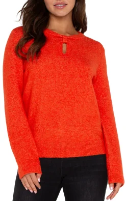 Liverpool Los Angeles Tees|Sweaters-LONG SLEEVE CUT OUT BOW NECK SWEATER Orange