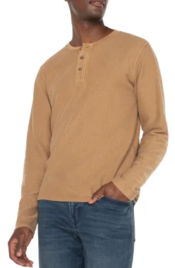Liverpool Los Angeles Shirts-LONG SLEEVE HENLEY Tabaccobrown