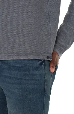 Liverpool Los Angeles Shirts-LONG SLEEVE HENLEY Graypinstripe