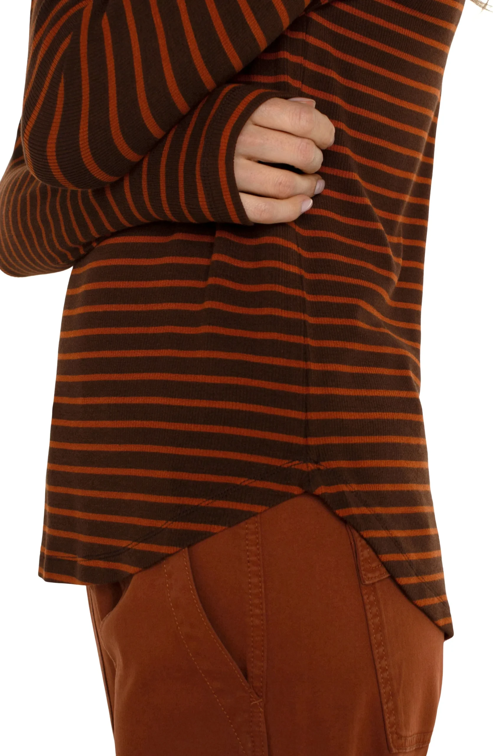 Liverpool Los Angeles Tees-LONG SLEEVE SCOOP NECK TOP Turmericstripe
