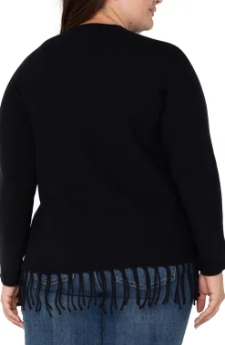 Liverpool Los Angeles Tops-LONG SLEEVE SEAMLESS SWEATER Black
