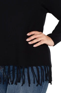 Liverpool Los Angeles Tops-LONG SLEEVE SEAMLESS SWEATER Black