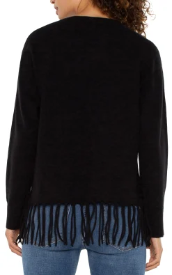 Liverpool Los Angeles Sweaters-LONG SLEEVE SEAMLESS SWEATER Black