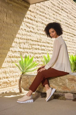 Liverpool Los Angeles Tops-LONG SLEEVE SHIRT WITH PLEAT BACK Cream