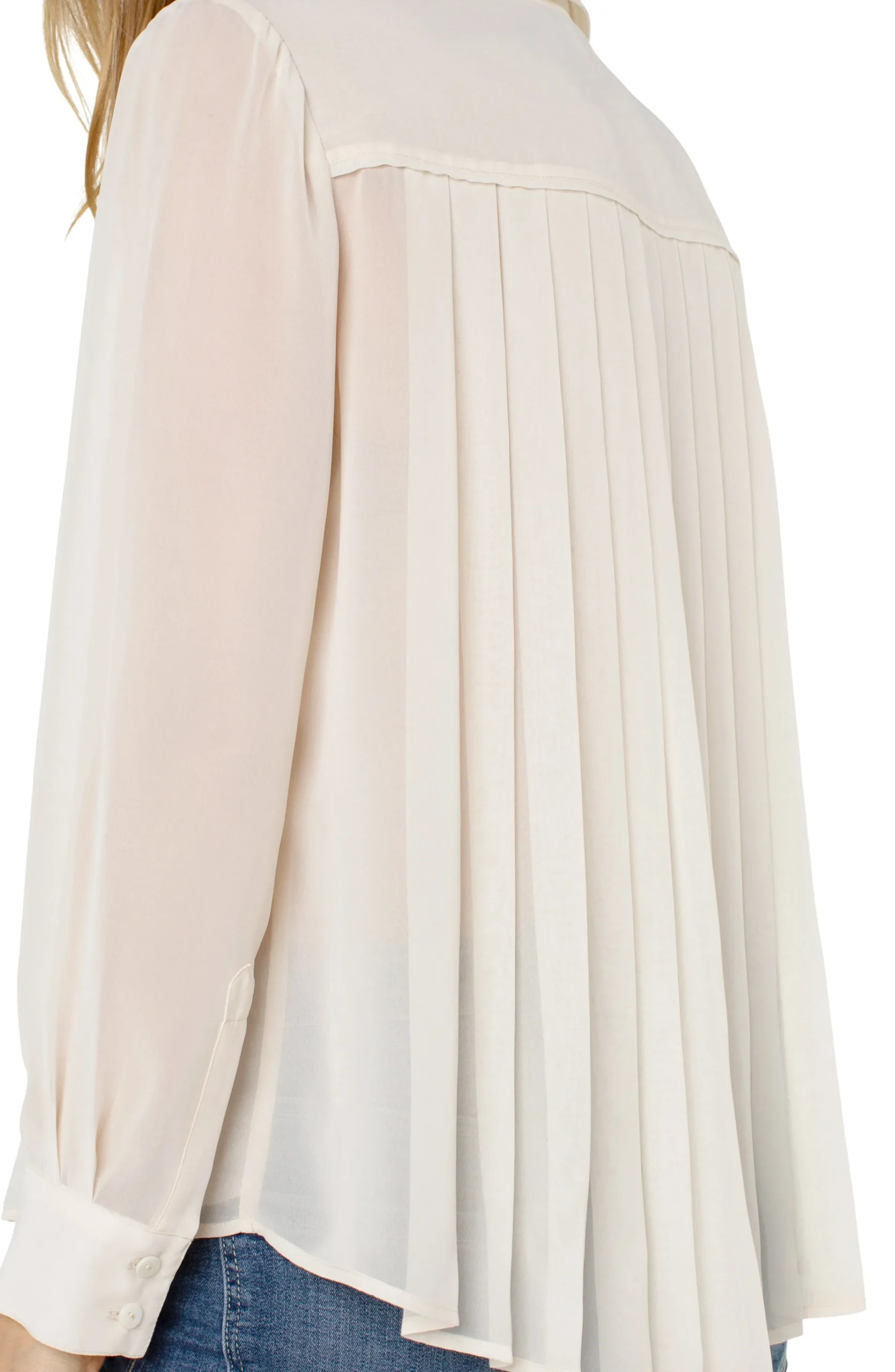 Liverpool Los Angeles Tops-LONG SLEEVE SHIRT WITH PLEAT BACK Cream
