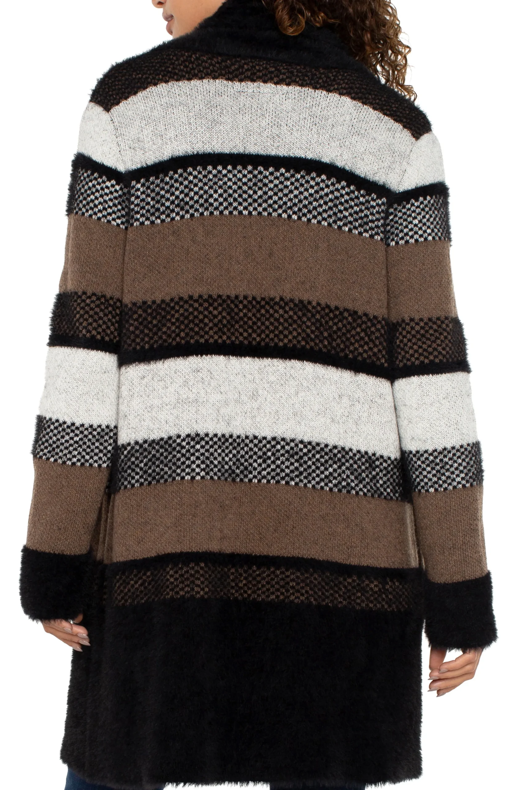 Liverpool Los Angeles Coatigans-LONG SLEEVE SWEATER COAT Blacktanmulticolorblock