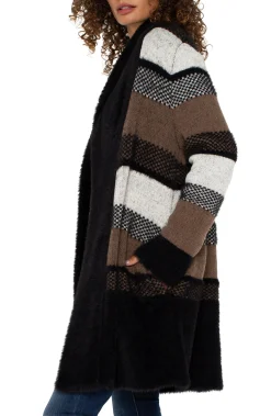 Liverpool Los Angeles Coatigans-LONG SLEEVE SWEATER COAT Blacktanmulticolorblock
