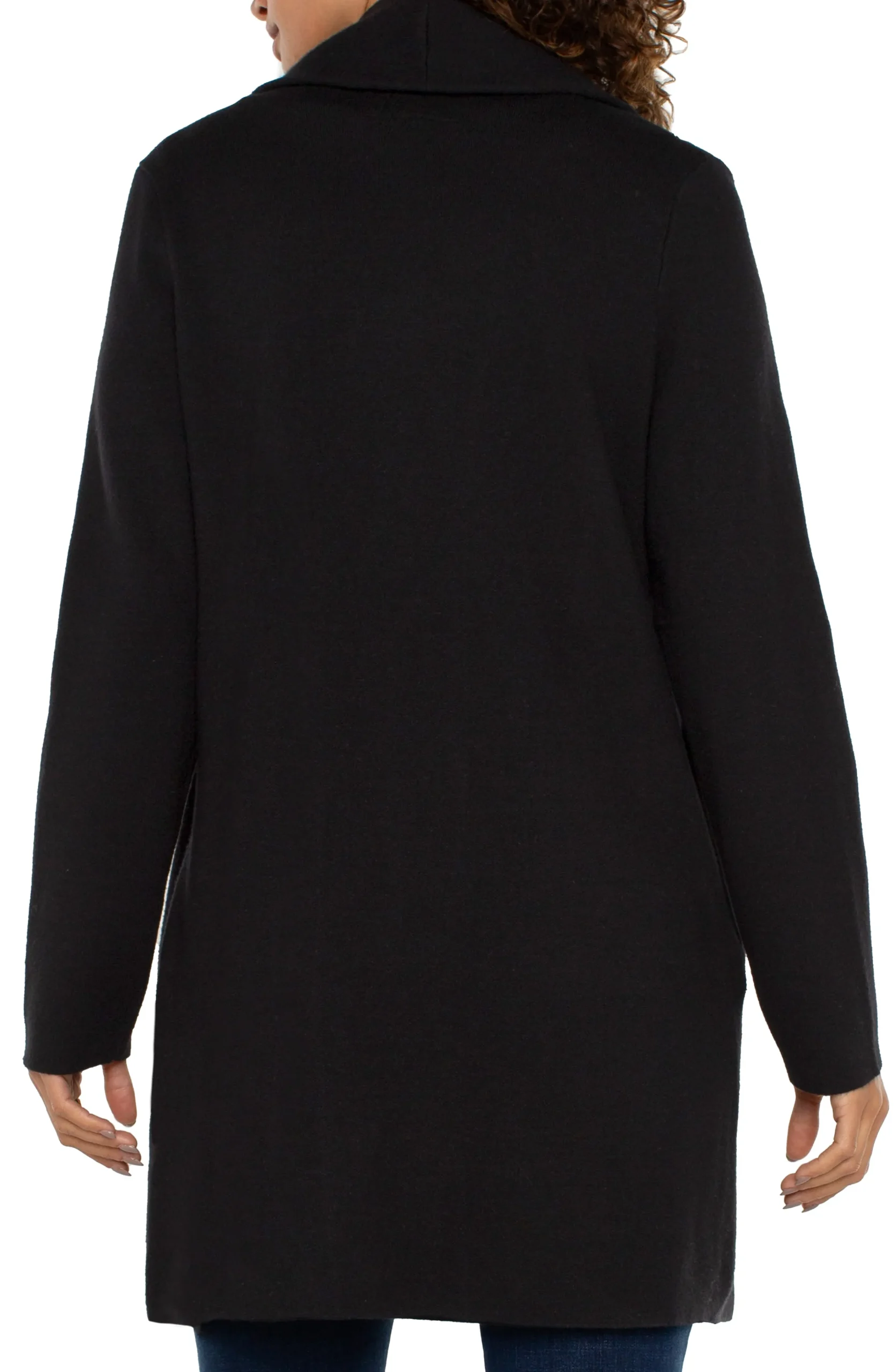 Liverpool Los Angeles Coatigans-LONG SLEEVE SWEATER COATIGAN Black