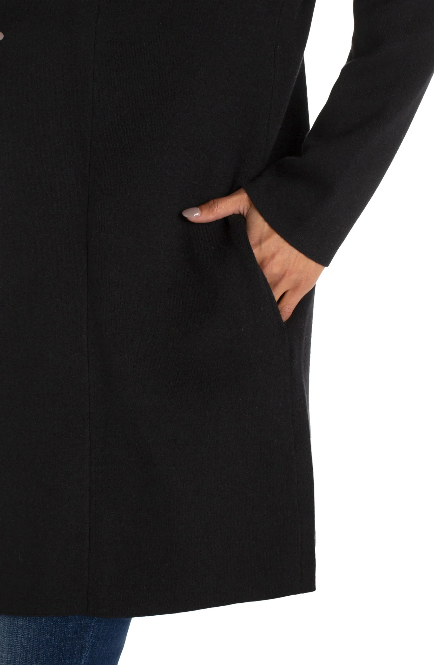 Liverpool Los Angeles Coatigans-LONG SLEEVE SWEATER COATIGAN Black