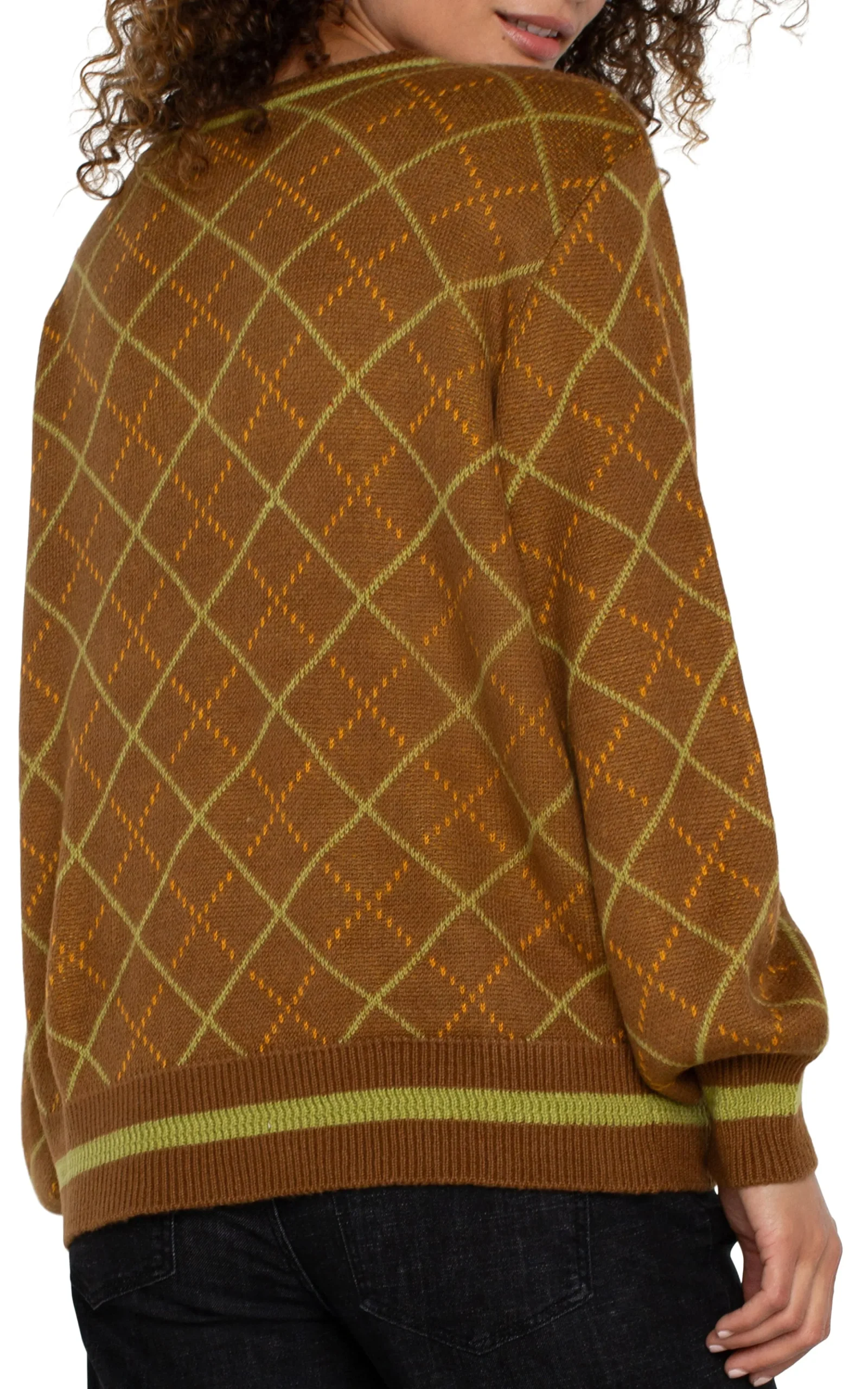 Liverpool Los Angeles Sweaters|Tees-LONG SLEEVE V NECK SWEATER Caramelmulti