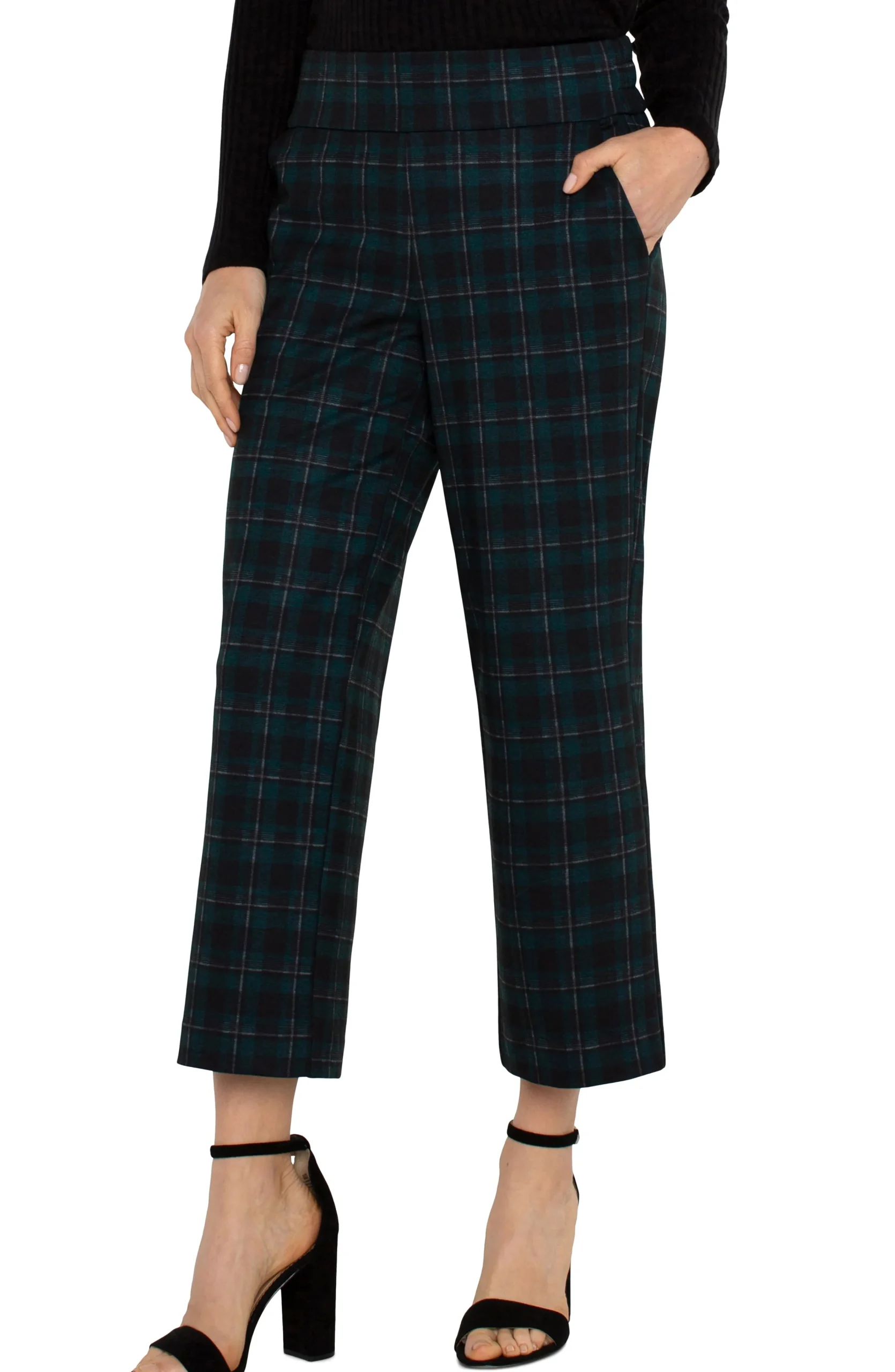 Liverpool Los Angeles Pants|Knit Pull-On-MABEL PULL-ON ANKLE STRAIGHT Darkforesttartanplaid