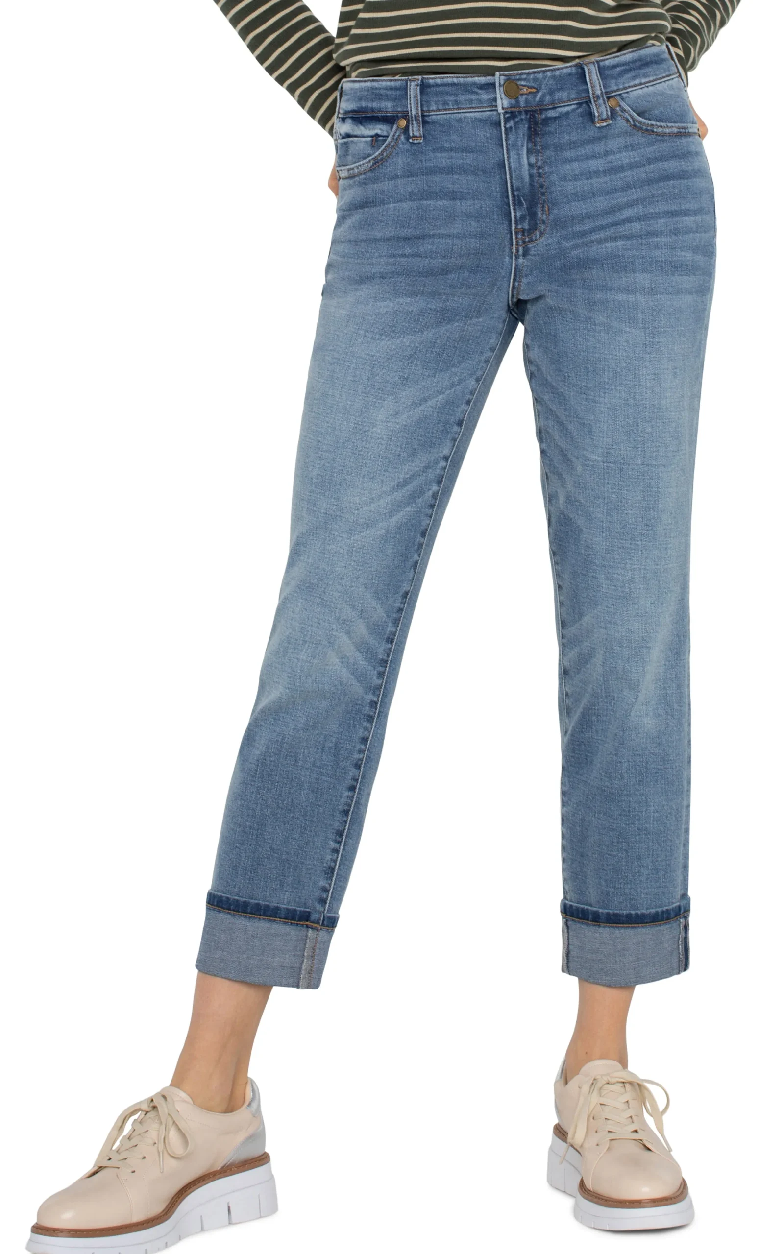 Liverpool Los Angeles Jeans|Boyfriend & Girlfriend-MARLEY GIRLFRIEND CUFFED Vineland