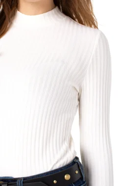 Liverpool Los Angeles Tees-MOCK NECK LONG SLEEVE KNIT TOP Snow