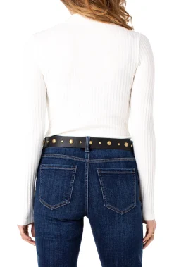 Liverpool Los Angeles Tees-MOCK NECK LONG SLEEVE KNIT TOP Snow