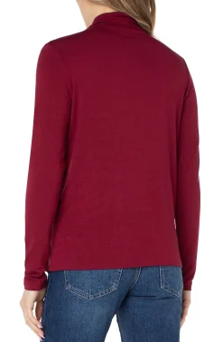 Liverpool Los Angeles Tees-MOCK NECK LONG SLEEVE KNIT TOP Redvelvet
