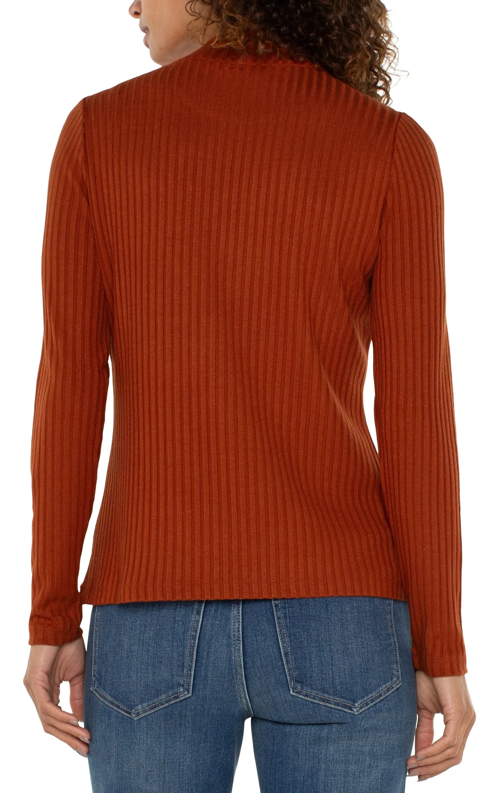Liverpool Los Angeles Tees-MOCK NECK LONG SLEEVE KNIT TOP Cedar